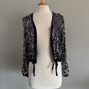 Satin Lined Sequin Bomber Jacket | XS